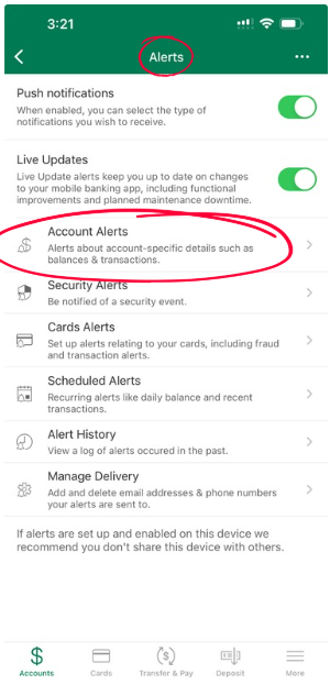 Account Alert Screenshot